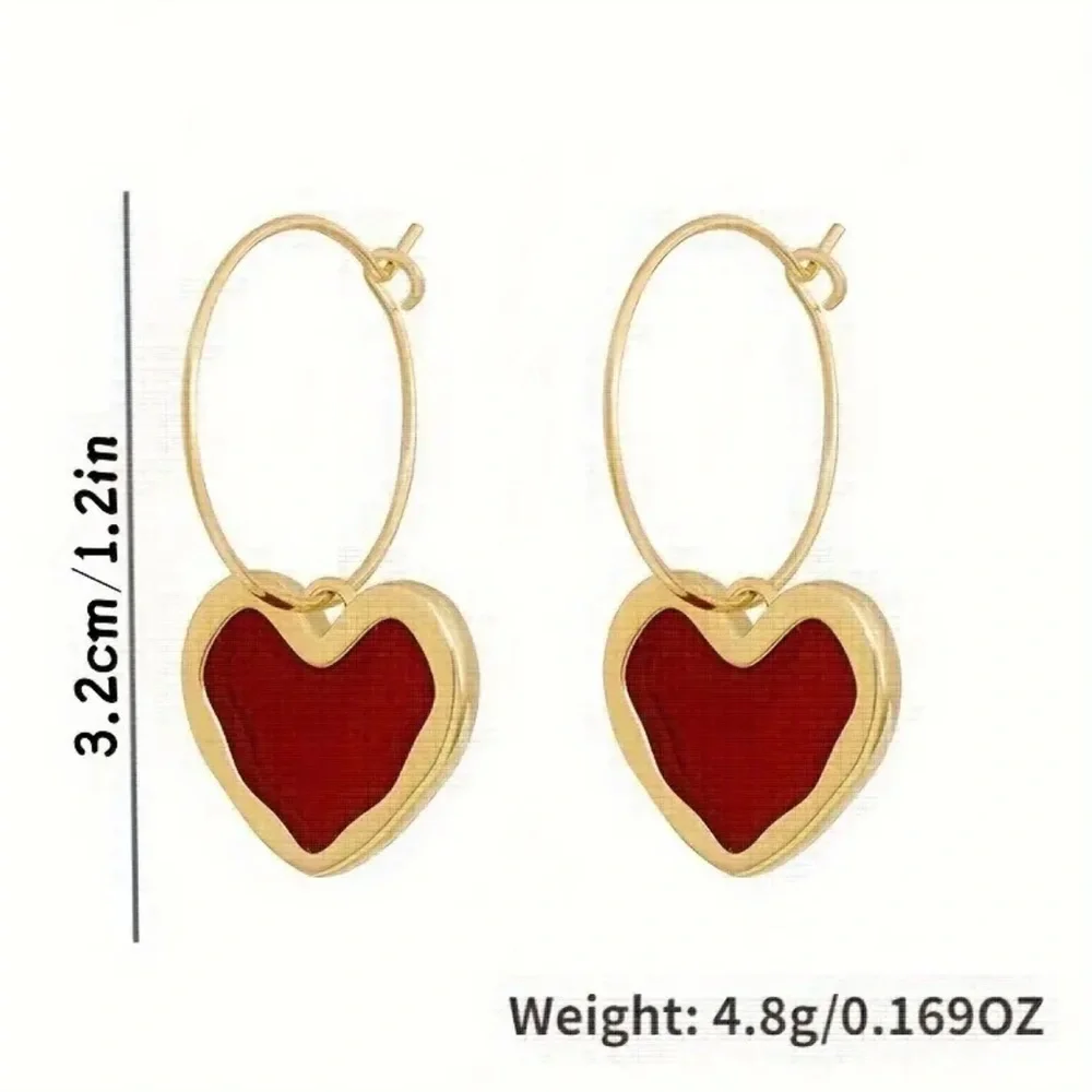 Red Heart Dangle Earrings - Picture 3 of 4